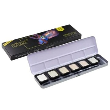 FINETEC SCATOLA METALLO ACQUERELLI 6 COLORI IRIDESCENTI HIGH SPARKLING - SERIE PREMIUM F8001