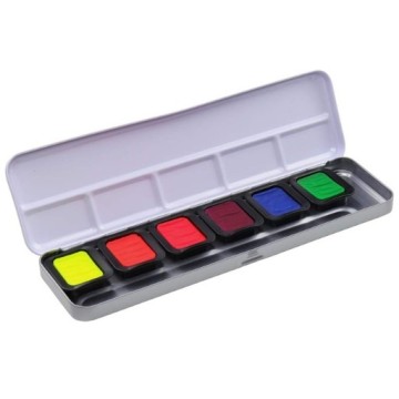 FINETEC SCATOLA METALLO ACQUERELLI 6 COLORI NEON - SERIE PREMIUM FN9000