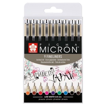 SAKURA PIGMA MICRON 05 ASTUCCIO PENNARELLI 9 COLORI