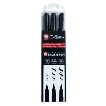 SAKURA PIGMA BRUSH PEN FB-MB-BB ASTUCCIO 3 PENNARELLI SPECIALI PER LA SCRITTURA A MANO