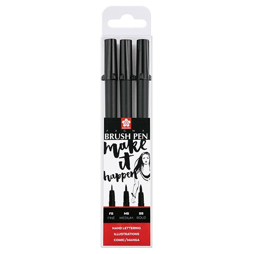 SAKURA PIGMA BRUSH BLACK ESTUCHE 3 PIEZAS