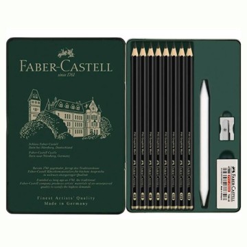 FABER-CASTELL PITT GRAPHITE MATT SCATOLA METALLO 11 PEZZI PER DISEGNO E SCHIZZO