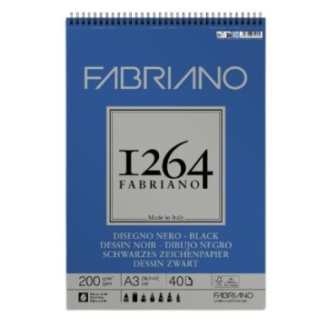FABRIANO 1264 BLACK BLOCCO DI CARTA NERA 200 G