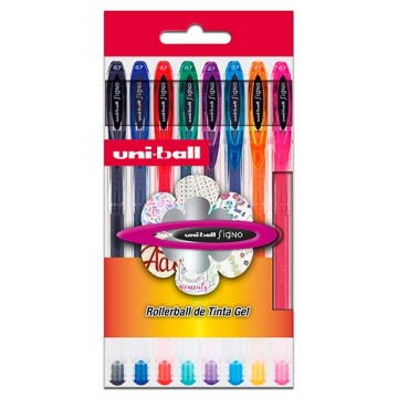 UNI BALL SIGNO SET DI BASE 8 PENNE ROLLER GEL ASSORTITE 0.7 MM