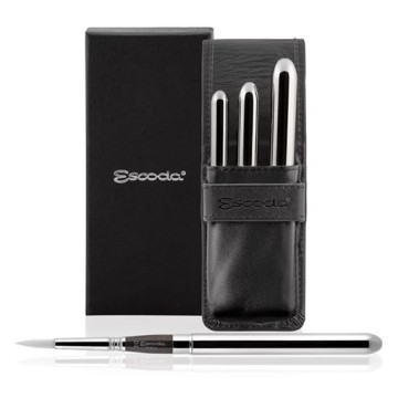 ESCODA ASTUCCIO IN SIMILPELLE NERA CON PENNELLI TASCABILI ARGENTATI PERLA SERIE 1438