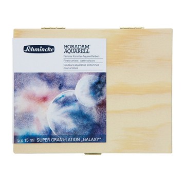 SCHMINCKE SCATOLA LEGNO ACQUERELLI HORADAM SUPER GRANULATION SERIE GALAXY 5 X 15 ML