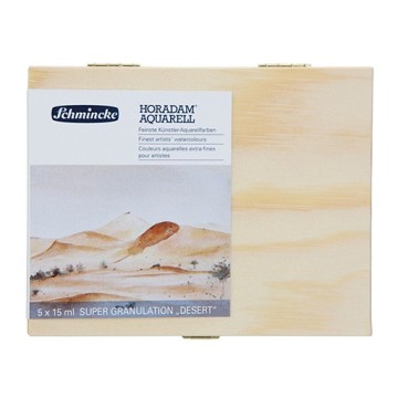 SCHMINCKE SCATOLA LEGNO ACQUERELLI HORADAM SUPER GRANULATION SERIE DESERT 5 X 15 ML