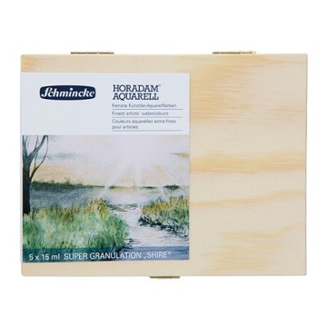 SCHMINCKE SCATOLA LEGNO ACQUERELLI HORADAM SUPER GRANULATION SERIE SHIRE 5 X 15 ML