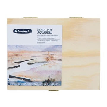 SCHMINCKE SCATOLA LEGNO ACQUERELLI HORADAM SUPER GRANULATION SERIE TUNDRA 5 X 15 ML