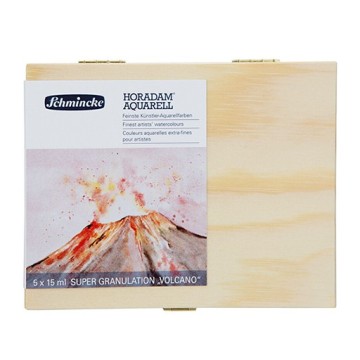 SCHMINCKE SCATOLA LEGNO ACQUERELLI HORADAM SUPER GRANULATION SERIE VOLCANO 5 X 15 ML