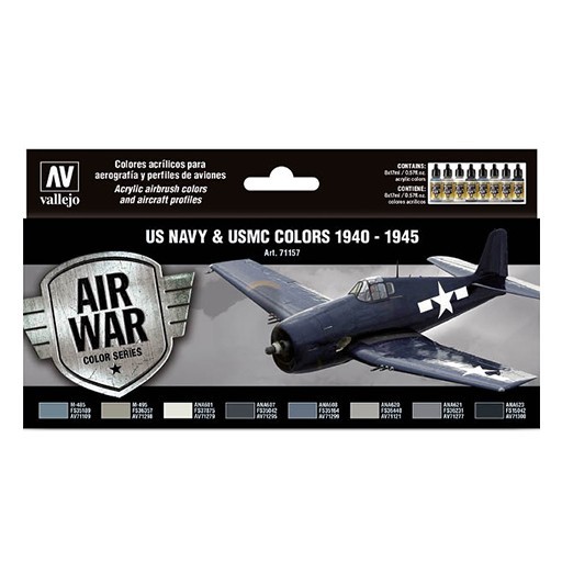 VALLEJO MODEL AIR US NAVY & USMC COLORS 1940-1945 SET NO. 71.157
