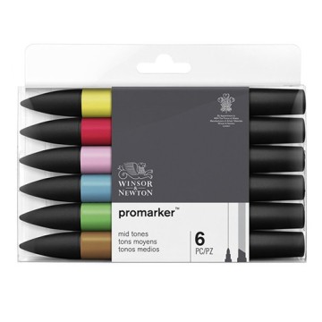 WINSOR & NEWTON PROMARKER SET 6 TONALITÀ MEDIE