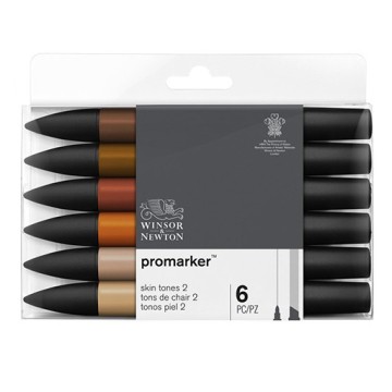 WINSOR & NEWTON PROMARKER SET 6 TONALITÀ PELLE 2 SCURE