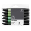 WINSOR & NEWTON PROMARKER SET 6 TONOS VERDES