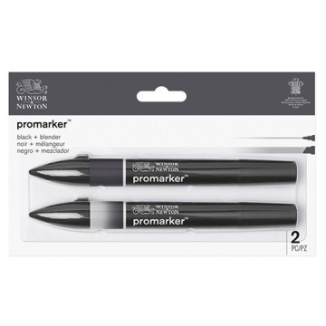 WINSOR & NEWTON PROMARKER SET 2 UNITÀ NERO + BLENDER