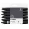 WINSOR & NEWTON PROMARKER SET OF 5 BLACK MARKERS + 1 BLENDER