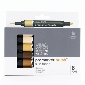 WINSOR & NEWTON PROMARKER BRUSH SET 6 TONALITÀ PELLE