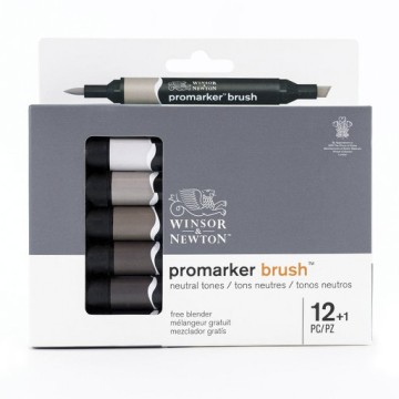 WINSOR & NEWTON PROMARKER BRUSH SET 12 TONALITÀ NEUTRE
