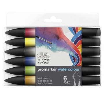 WINSOR & NEWTON PROMARKER WATERCOLOUR SET 6 TONALITÀ DI BASE