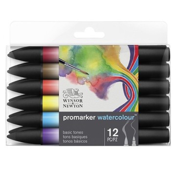 WINSOR & NEWTON PROMARKER WATERCOLOUR SET 12 TONALITÀ DI BASE