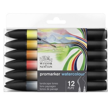 WINSOR & NEWTON PROMARKER WATERCOLOUR SET 12 TONALITÀ PAESAGGIO