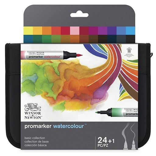 WINSOR & NEWTON PROMARKER WATERCOLOUR SET COLECCIÓN BÁSICA 24 ROTULADORES + ESTUCHE