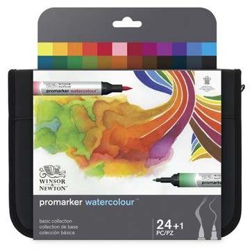 WINSOR & NEWTON PROMARKER WATERCOLOUR SET COLLEZIONE BASE 24 MARCATORI + ASTUCCIO