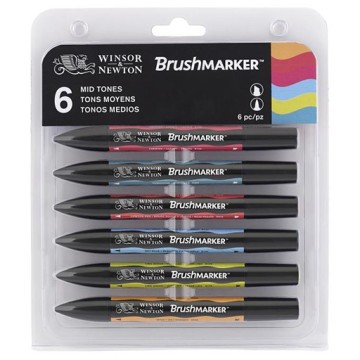 WINSOR & NEWTON PROMARKER BRUSH SET 6 TONALITÀ MEDIE