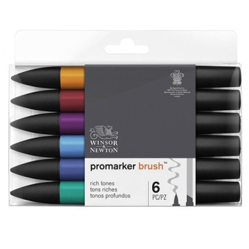 WINSOR & NEWTON PROMARKER BRUSH SET 6 TONALITÀ PROFONDE