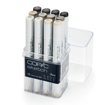COPIC SKETCH MARKER ASTUCCIO DI 12 PENNARELLI GRIGI CALDI - WARM GRAYS