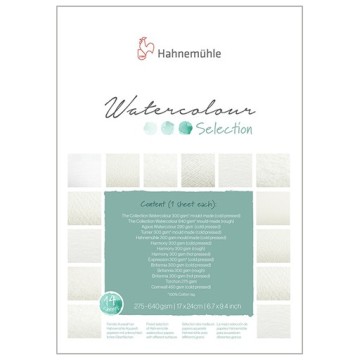 HAHNEMÜHLE WATERCOLOUR SELECTION - BLOCCO DI CAMPIONI DI CARTE PER ACQUERELLO 275-640 G