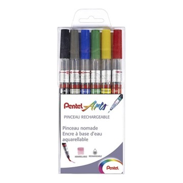 PENTEL COLOR BRUSH - SET 5 PENNARELLI RICARICABILI PUNTA A PENNELLO
