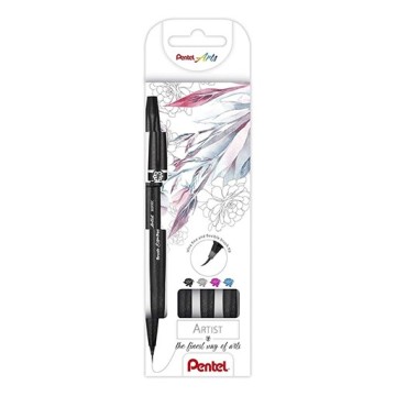 PENTEL BRUSH SIGN PEN ARTIST - SET 4 PENNARELLI PUNTA PENNELLO EXTRAFINE