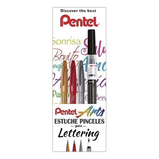 PENTEL ARTS SET 4 FEUTRES PINCEAUX POUR LETTRAGE DÉBUTANTS