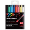 UNI POSCA PC-1MR 8C SET OF 8 ACRYLIC MARKERS EXTRA FINE TIP 0.7 MM BASIC COLOURS