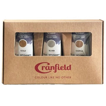 CRANFIELD TRADITIONAL RELIEF INK METALLIC TUBE SET - INCHIOSTRI COLORI METALLICI 3 X 75 ML