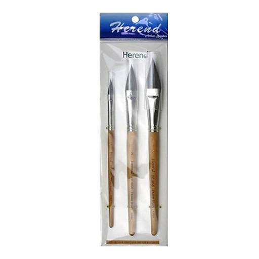 HEREND SET OF 3 FLOWER BRUSHES PETIT GRIS SQUIRREL SHORT HANDLE SERIES RF-8800