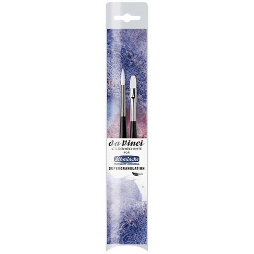 DA VINCI SET 2 PINCEAUX CASANEO BLANCS MANCHE COURT POUR AQUARELLE SUPER GRANULATION DE SCHMINCKE SÉRIE 5391