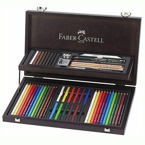FABER CASTELL CAJA DE MADERA ART & GRAPHIC COMPENDIUM 54 PIEZAS