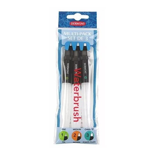 DERWENT WATERBRUSH MULTI PACK 3 PINCELES CON DEPÓSITO