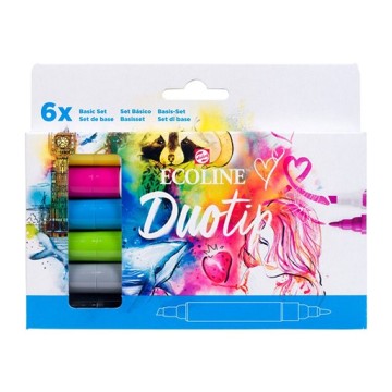 ECOLINE DUOTIP PEN - ASTUCCIO PENNARELLI CON INCHIOSTRO A BASE D'ACQUA 6 COLORI