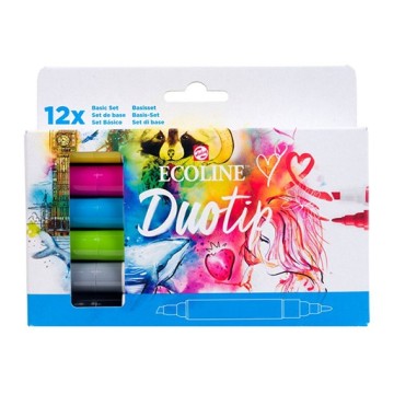ECOLINE DUOTIP PEN - ASTUCCIO PENNARELLI CON INCHIOSTRO A BASE D'ACQUA 12 COLORI
