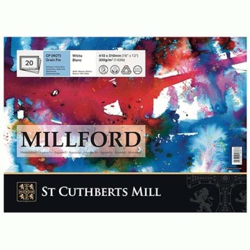 MILLFORD BLOCCO PER ACQUERELLO COLLATO 4 LATI 100% COTONE 300 G