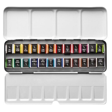 ETCHR PREMIUM STUDENT SERIES WATERCOLOURS SET - SCATOLA METALLO ACQUERELLI 24 MEZZI GODET