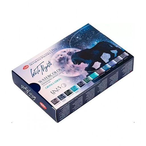 WHITE NIGHTS BOÎTE AQUARELLE 12 GODETS COULEURS GRANULEUSES