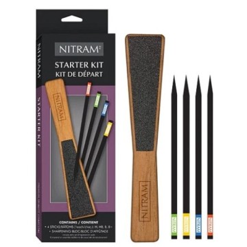 NITRAM STARTER KIT - SET 4 CARBONCINI + STRUMENTO PER AFFILARE