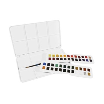 DALER ROWNEY AQUAFINE TRAVEL SET SCATOLA ACQUERELLI 48 MEZZI GODET + PENNELLO
