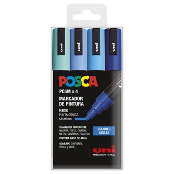 UNI POSCA PC-5M 4C SET 4 MARCATORI 1.8-2.5 MM - COLORI BLU