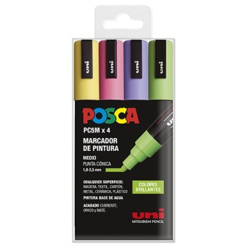 UNI POSCA PC-5M 4C SET 4 MARCATORI 1.8-2.5 MM - COLORI BRILLANTI