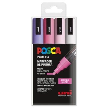 UNI POSCA PC-5M 4C SET 4 MARCATORI 1.8-2.5 MM - COLORI DOLCI